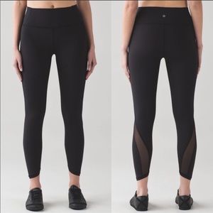 Black Lululemon Leggings with Mesh Cut-outs